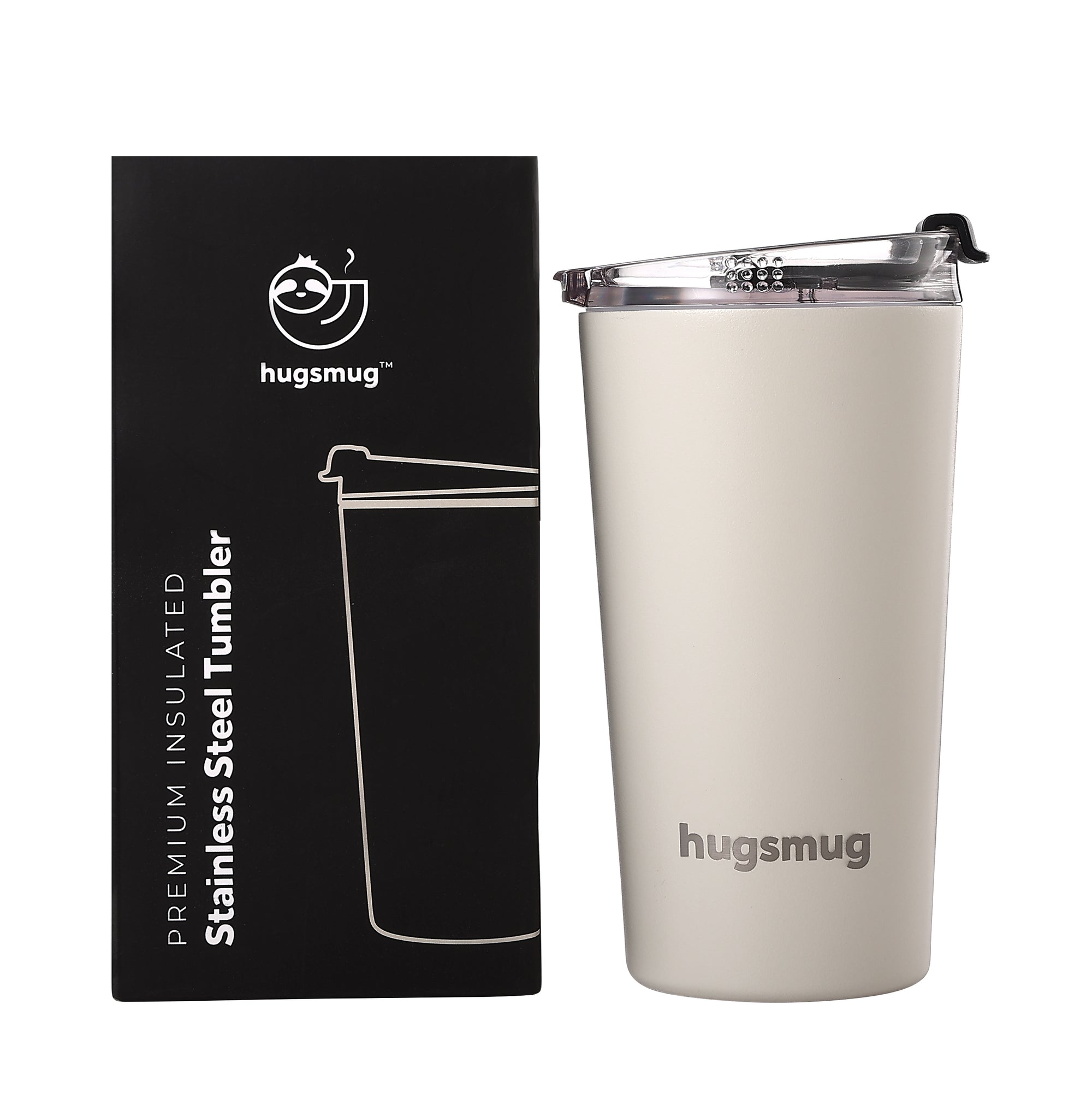 Cream Stone Hugsmug 470 ml insulated tumbler front view