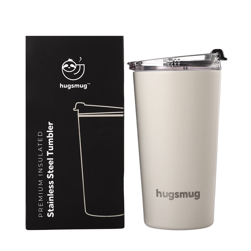 Cream Stone Hugsmug 470 ml insulated tumbler front view