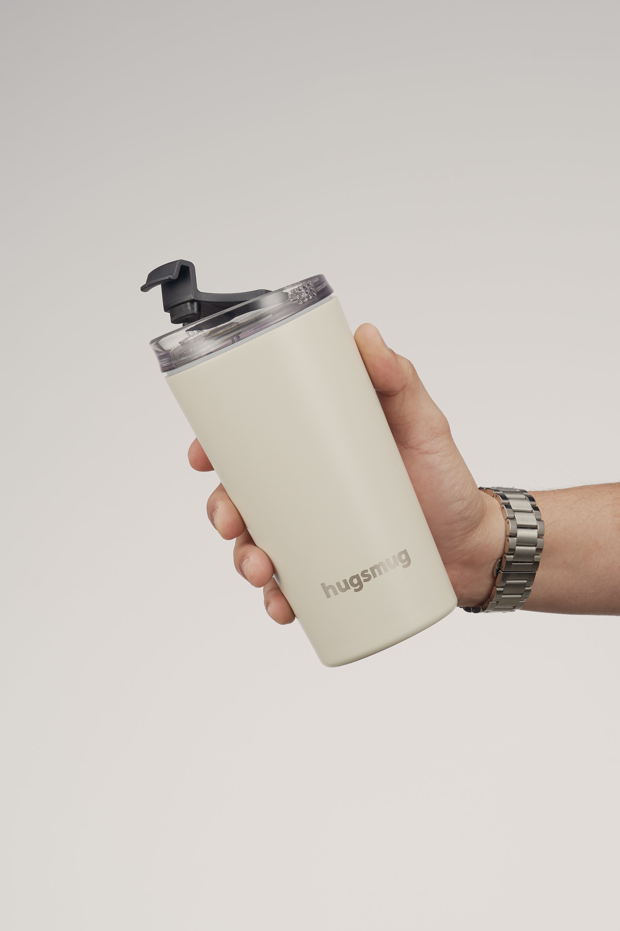 Cream Stone Hugsmug 470 ml insulated tumbler front view