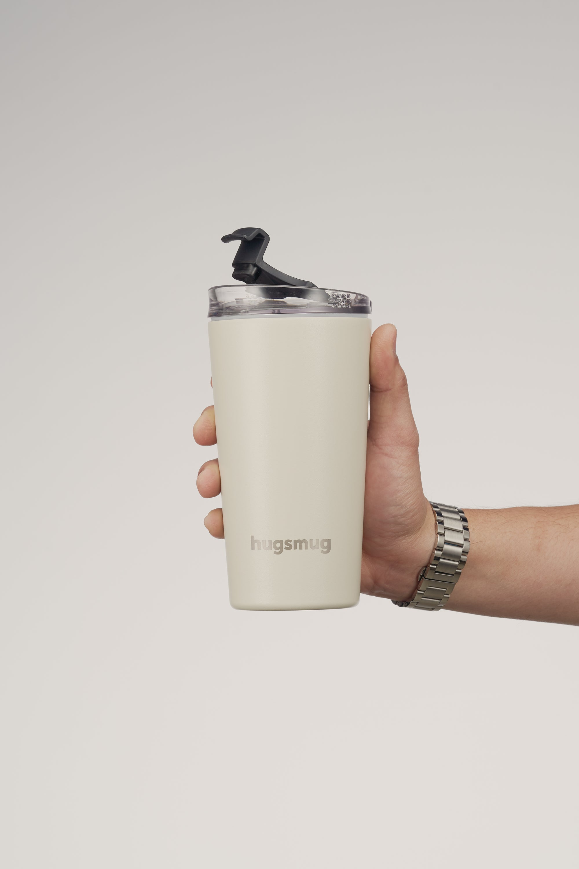 Cream Stone Hugsmug 470 ml insulated tumbler front view