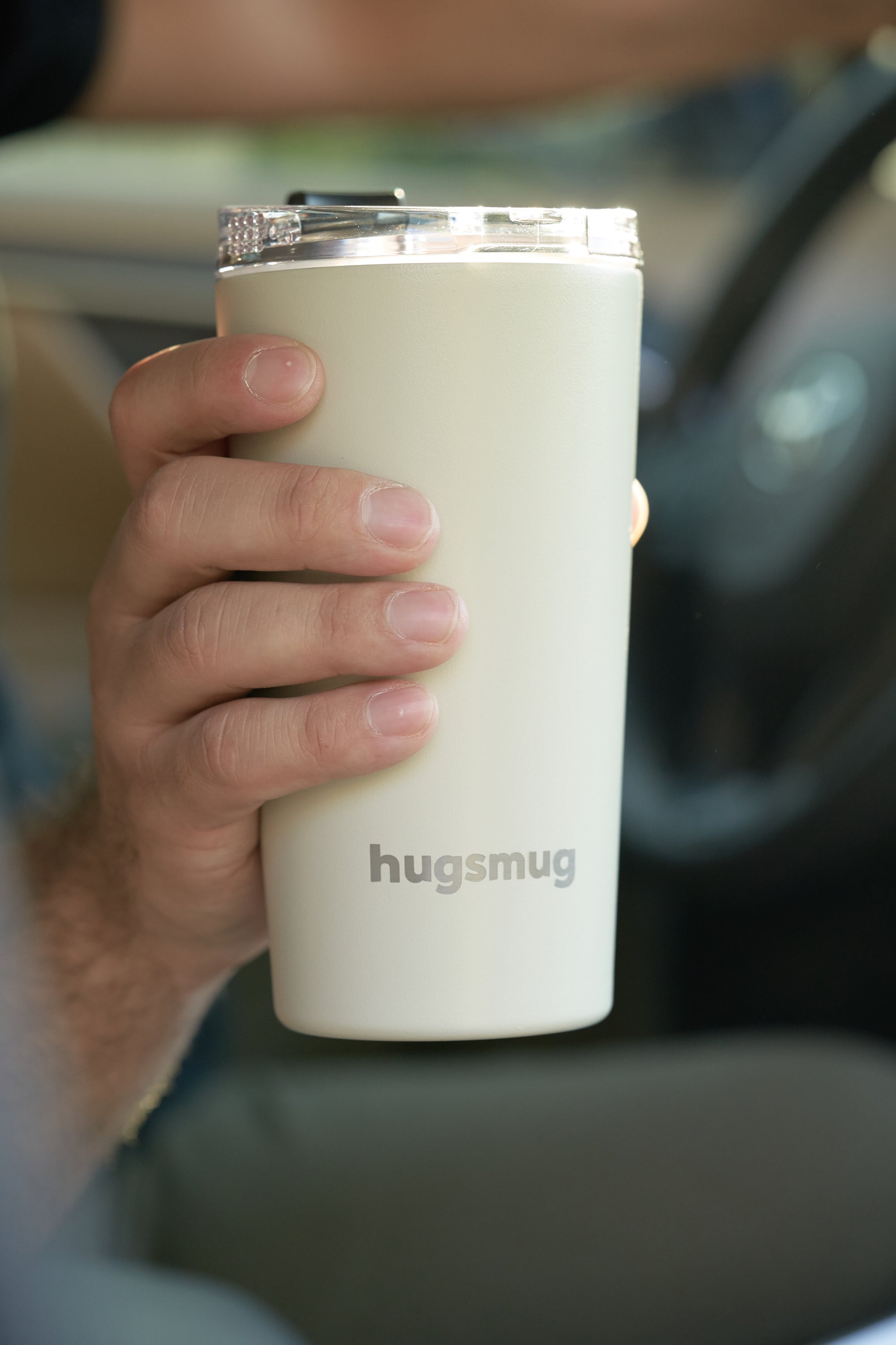 Cream Stone Hugsmug 470 ml insulated tumbler front view